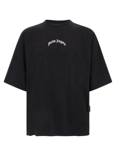 Palm Angels Back Curved Logo Oversized Short Sleeves T-shirt In Black