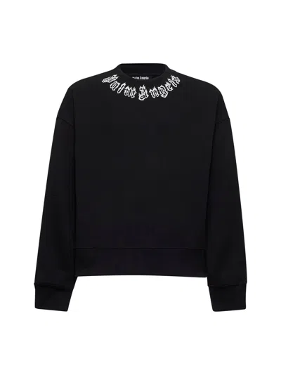 Palm Angels Men Black Cotton Flame Logo Sweatshirt