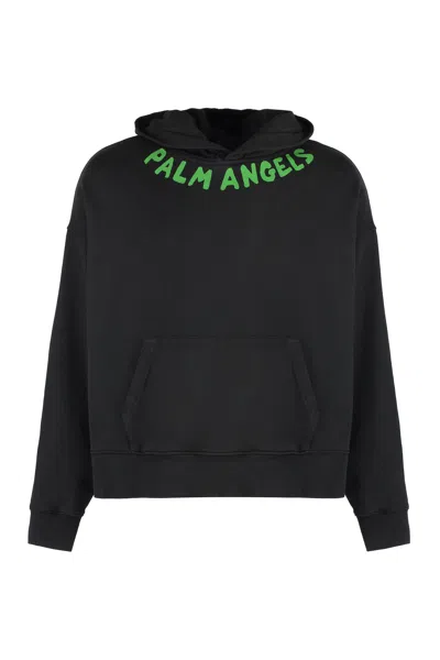 Palm Angels Cotton Hoodie In Black