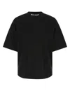 Palm Angels Men Black Cotton T-shirt In Black
