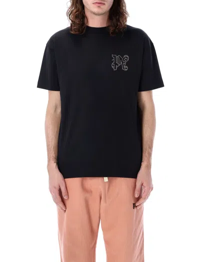 Palm Angels Men's Black Monogram Stud T-shirt For Ss24