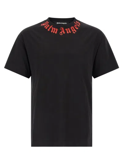 Palm Angels Men Black Neck Logo T-shirt, Xs Luxury T-shirts For Men Darveys
