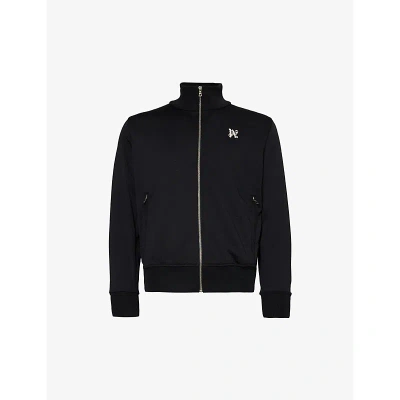 Palm Angels Mens Black Off White Monogram Brand-patch Woven Track Jacket