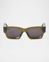 Palm Angels Men's Bodie Acetate Rectangle Sunglasses In 15907light Green Dark Grey