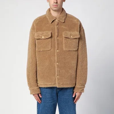 Palm Angels Men's Camel Bear In Mind Overshirt In Sand