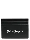 Palm Angels Gothic Leather Logo Cardholder With Tonal Stitching In Black
