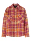 Palm Angels Virgin Wool Overshirt With Snap Buttons In Bordeaux