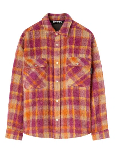PALM ANGELS MEN'S CHECKED WOOL OVERSHIRT