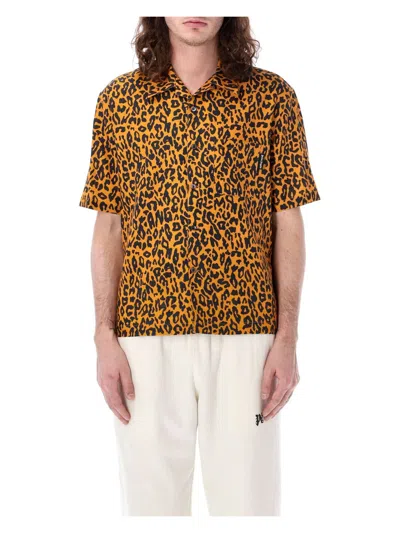 Palm Angels Cheetah Shirt In Orange Black