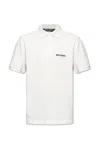 Palm Angels White Polo Shirt With Classic Collar And Logo On The Front In White,black