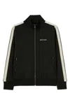 Palm Angels Black High Neck Sweatshirt With Logo Lettering On The Front In Wool Blend Man In Blackwhite