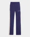 Palm Angels Logo-print Side-stripe Track Pants In Navy Blue Off White
