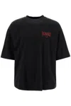 Palm Angels Cotton Mini College Logo T-shirt In Black