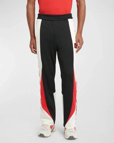 Palm Angels Men's Colorblock Racing Track Pants In Black White