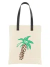 Palm Angels Men's Cotton Canvas Shopping Bag In White