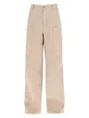 Palm Angels Pa Monogram-embroidery Wide-leg Trousers In Beige