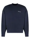Palm Angels Men's Cotton Crew-neck Sweatshirt In Blue