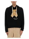 Palm Angels Men Bear In Mind Cotton Hoodie In Black