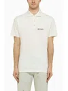 Palm Angels White Polo Shirt With Classic Collar And Logo On The Front In White