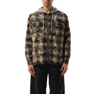 PALM ANGELS MEN'S CURVED LOGO CHECK OVERSHIRT