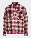 Palm Angels Curved-logo Check Shirt In Fuchsia - Off