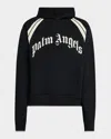 Palm Angels Logo-print Cotton Hoodie In Black - Ivory