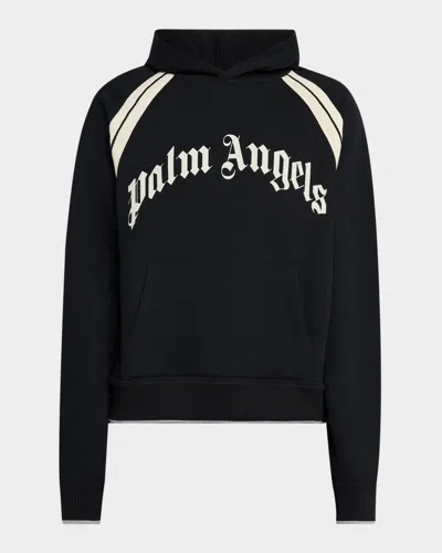 PALM ANGELS MEN'S CURVED LOGO TRACK HOODIE