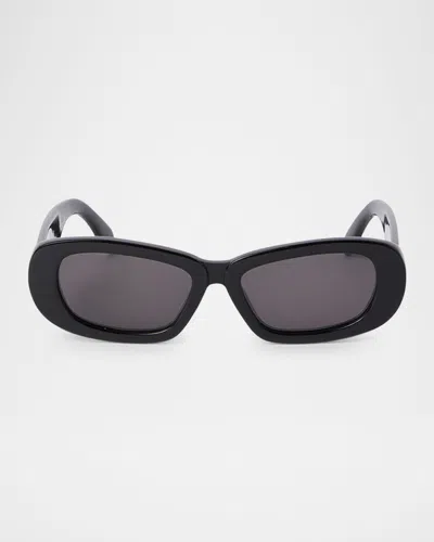Palm Angels Men's Dana Acetate Oval Sunglasses In 11007black Dark Grey