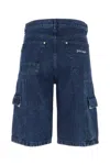 Palm Angels Indigo Monogram Workwear Denim Shorts In Blue