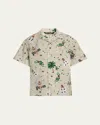 Palm Angels Men's Dice And Charm-print Camp Shirt In Ivory
