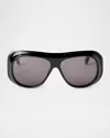 Palm Angels Men's Elfin Acetate Round Sunglasses In 11007black Dark Grey