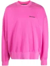 PALM ANGELS MEN'S FUCHSIA EMBROIDERED LOGO CREW FOR FW23