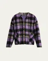 Palm Angels Over Shirt In Violet Check Wool In Violet