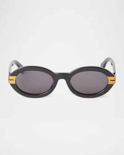 Palm Angels Men's Harmony Acetate Oval Sunglasses In 1007 Black Dark Grey