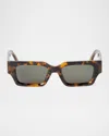 Palm Angels Men's Hyde Acetate Rectangle Sunglasses In 16055havana Green
