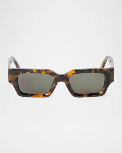 Palm Angels Men's Hyde Acetate Rectangle Sunglasses In 16055havana Green