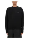Palm Angels Cotton Oversize Crew Neck Sweatshirt In Black