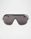 Palm Angels Men's King Acetate And Metal Shield Sunglasses In 17607black Gun Dark Grey