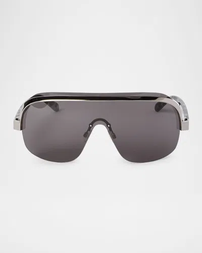 Palm Angels Men's King Acetate And Metal Shield Sunglasses In 17607black Gun Dark Grey