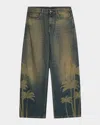 Palm Angels Laser Palms Loose Denim Pants Brown - Gr In Brown - Gr