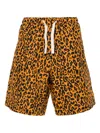 Palm Angels Men Linen And Cotton Blend Shorts In Orange