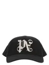 Palm Angels Monogram Cotton-canvas Baseball Cap In Black