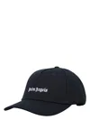 Palm Angels Black Baseball Cap With White Logo Print In Black