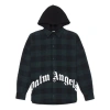 Palm Angels Men's Logo Print Hooded Overshirt Green In Black