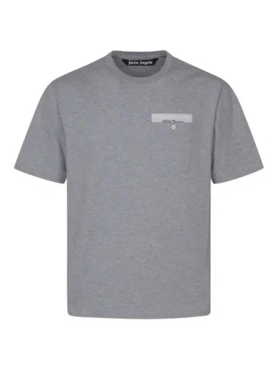 Palm Angels Men's Logo Printed Cotton Crewneck T-shirt In Melange