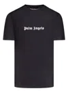 Palm Angels Blue Cotton T-shirt With Palm Print And Logo In Black