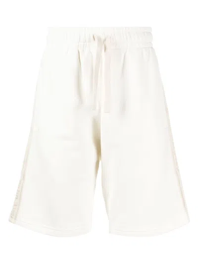Palm Angels Logo-tape Cotton Track Shorts In Offwhite