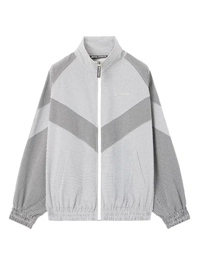 Palm Angels Men's Logo Vichy Track Jacket In Gray