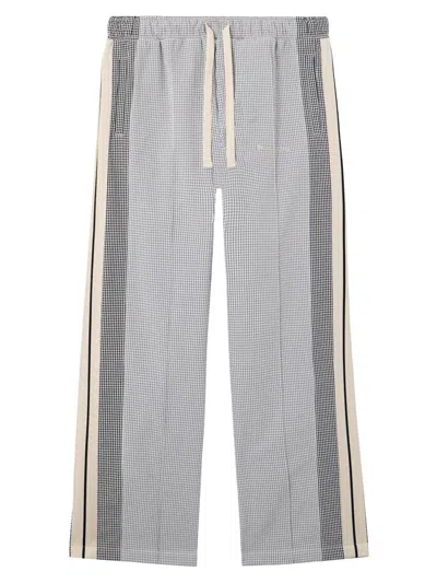 Palm Angels Men's Logo Vichy Track Pants In Gray