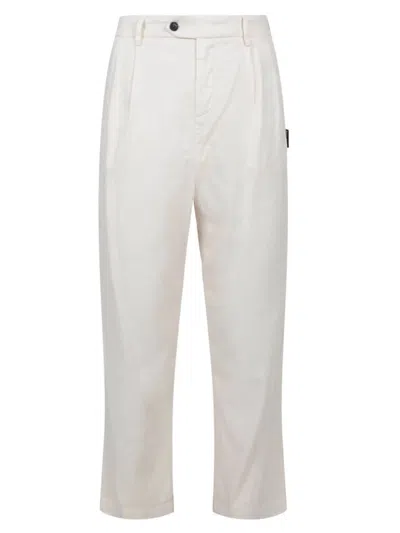 Palm Angels Men's Loose Fit Pleated Linen Blend Pants In White